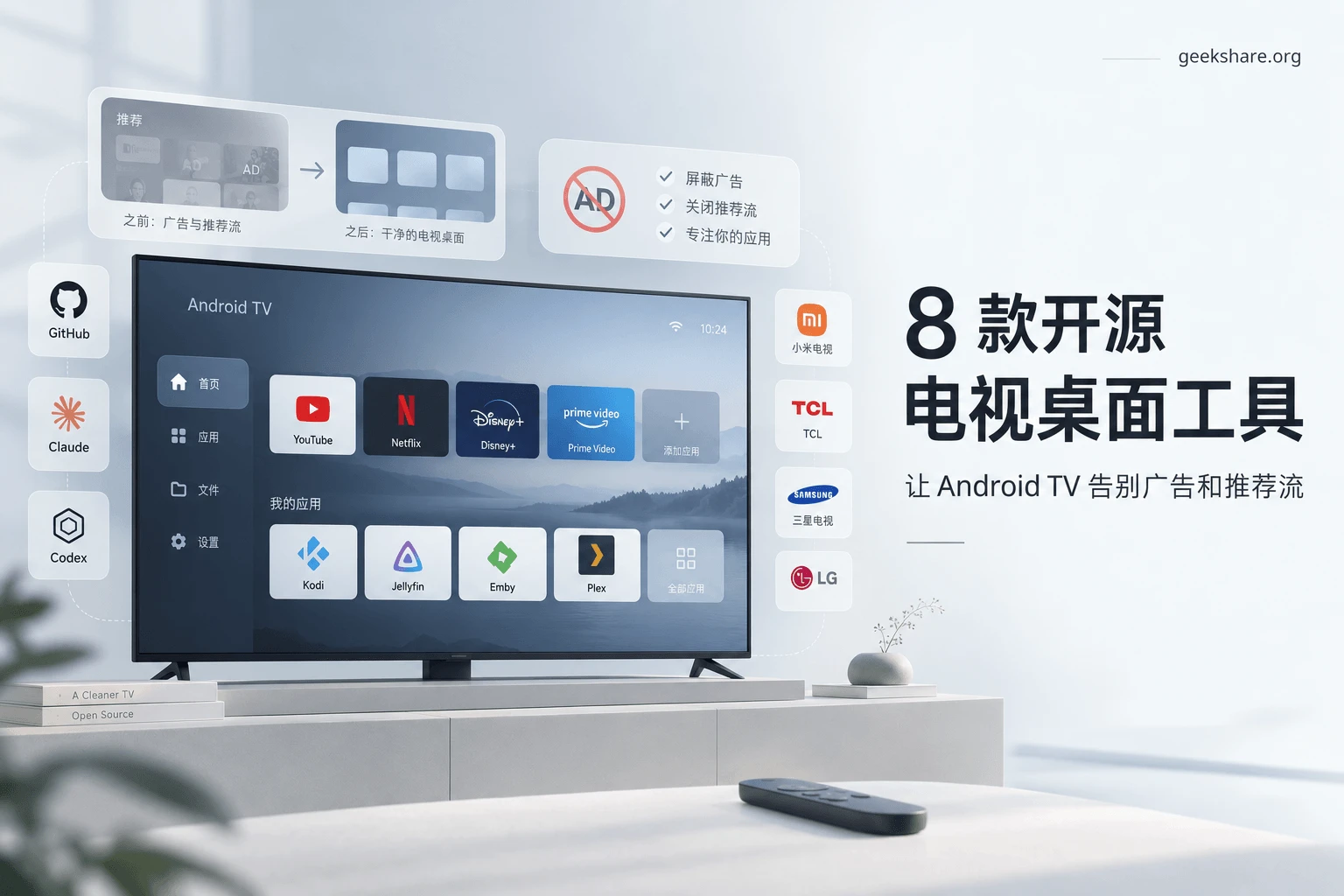 8 款开源电视桌面工具，让 Android TV 告别广告和推荐流